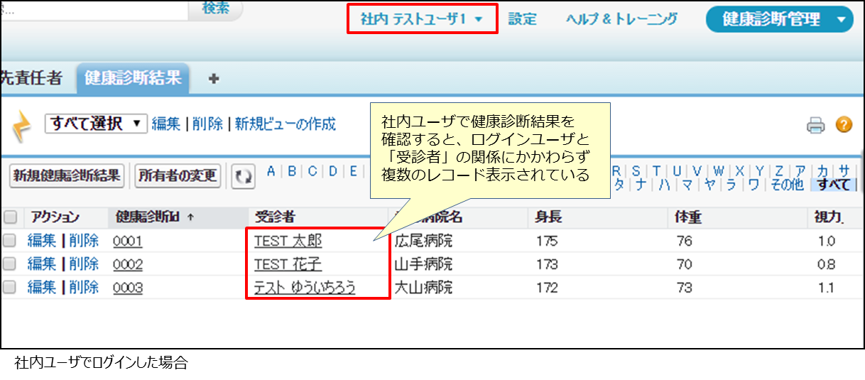 社内ユーザでログインした場合